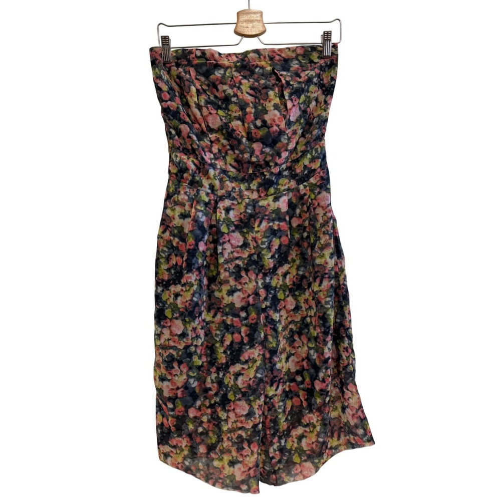 W118 by Walter Baker Strapless Floral Romper Smocked Back Multi Color Small